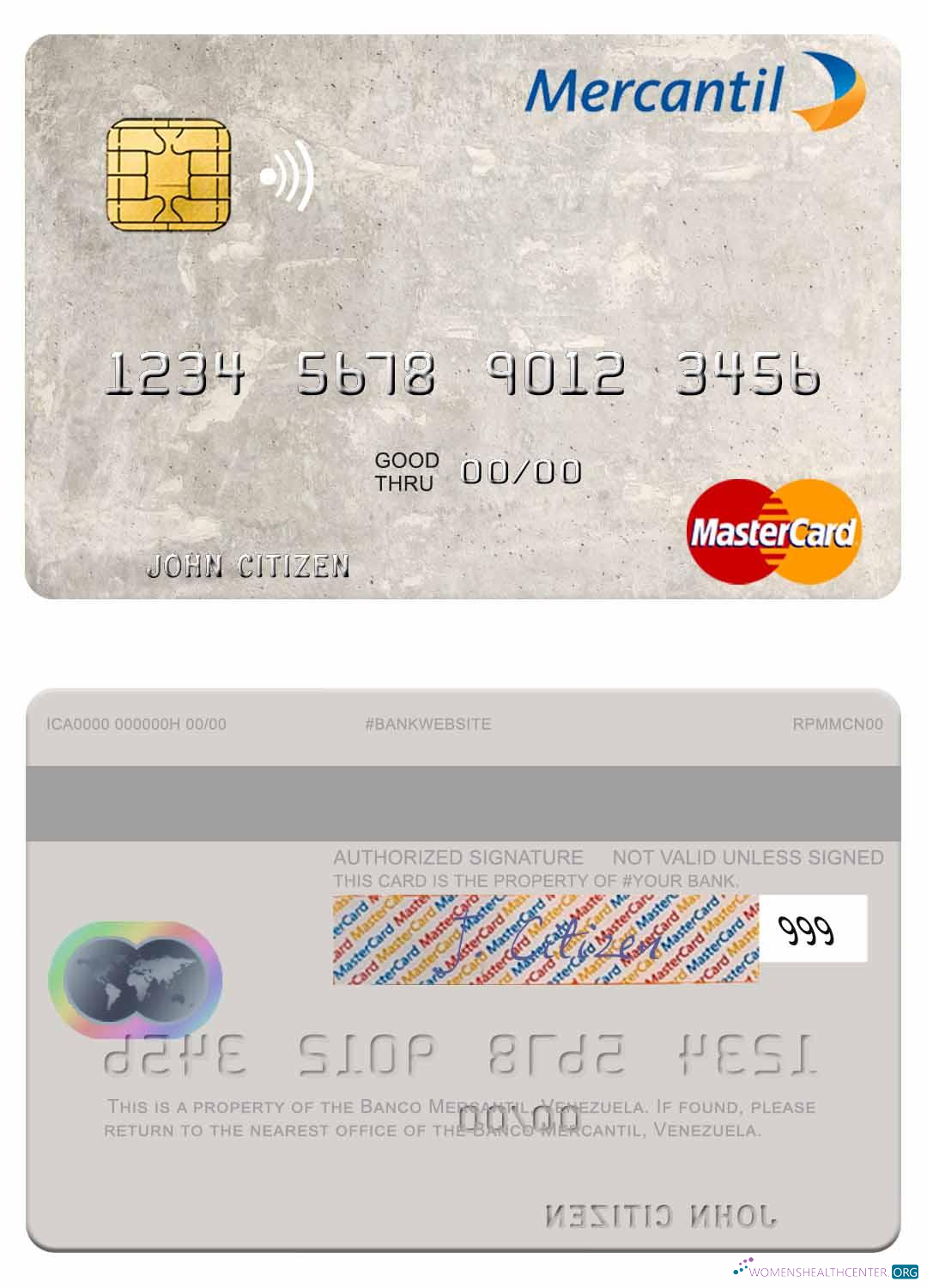 Download Venezuela Banco Mercantil mastercard Photoshop template